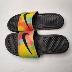 Nike Benassi JDI Tie Dye Mens 10 Tie Die Rainbow.